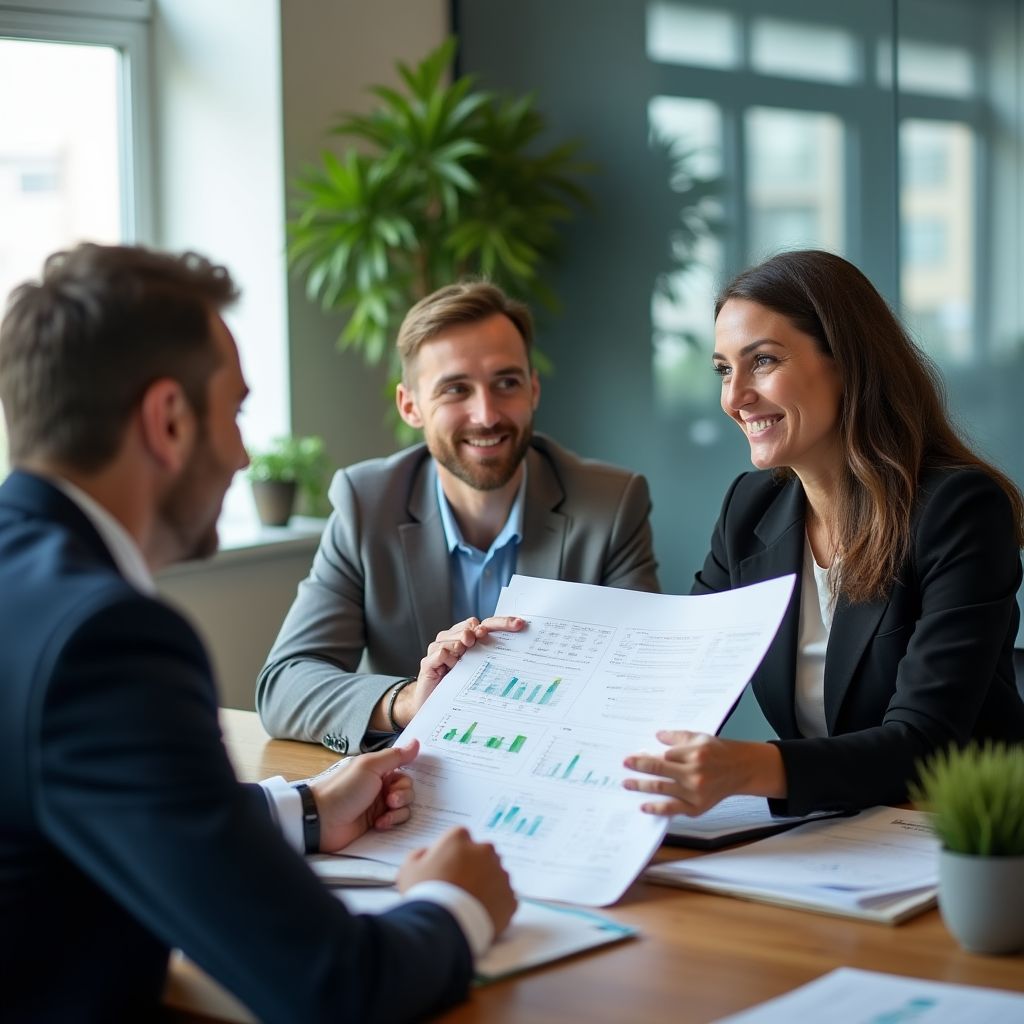 Consultor explicando estrategia a cliente
