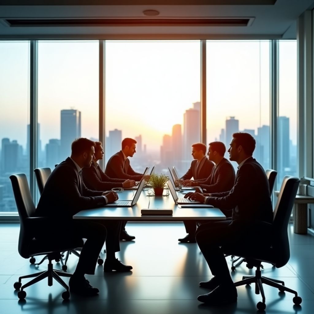 Equipo de FinancePro en oficina moderna